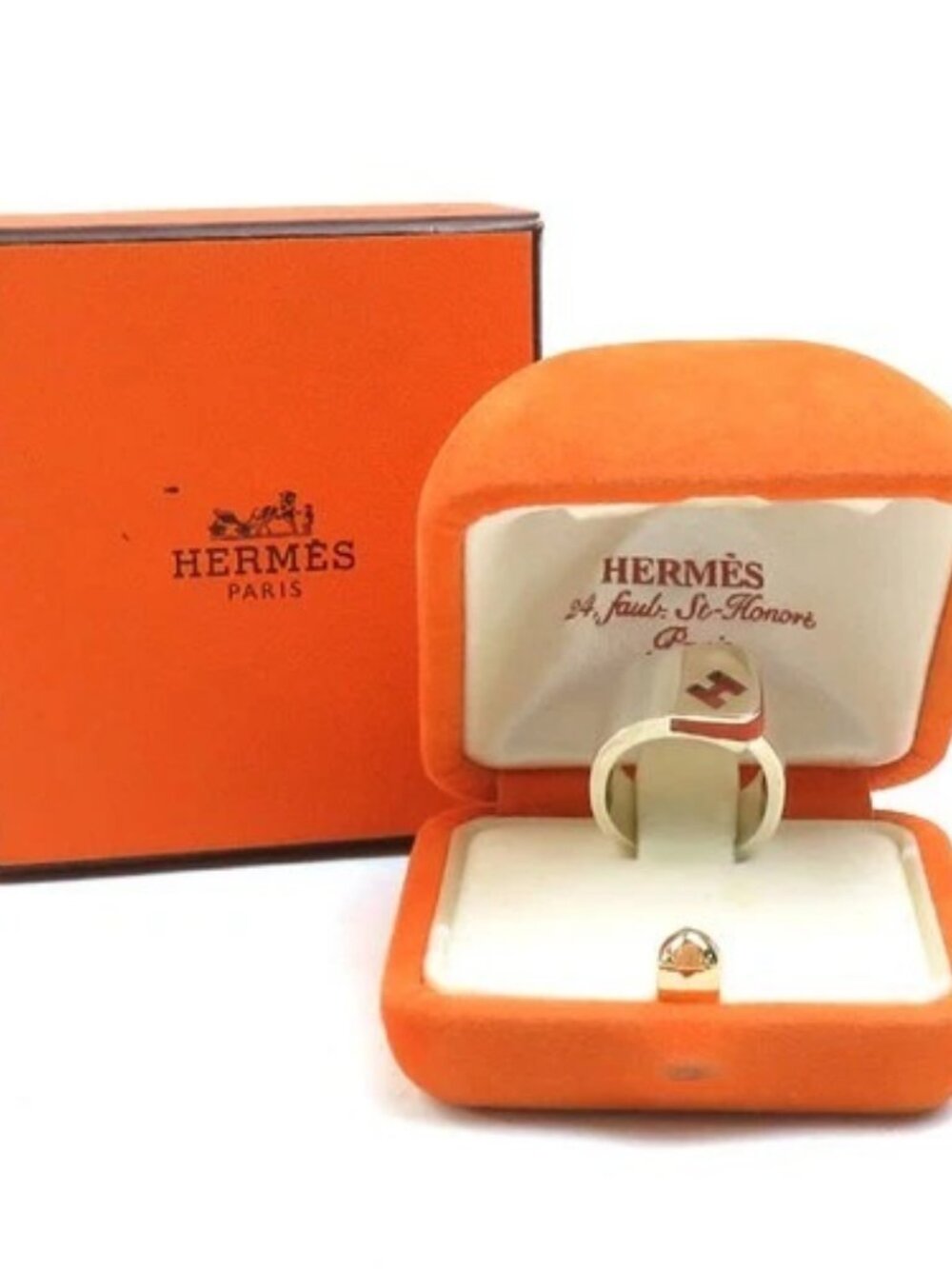 Auth HERMES Ring Silver/Orange Silver 925 - e60488a - Picture 11 of 11